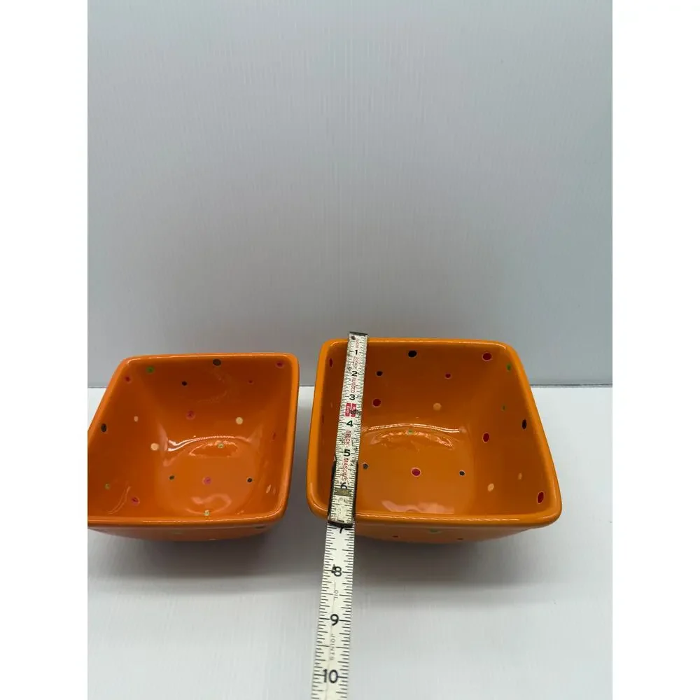 Set of 5 Temp-Tations Orange Polka Dot Casserole Baking Dishes w/ Lids